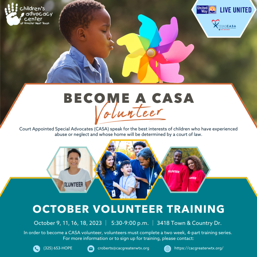 CASA Volunteer Training: October – Children’s Advocacy Center of ...